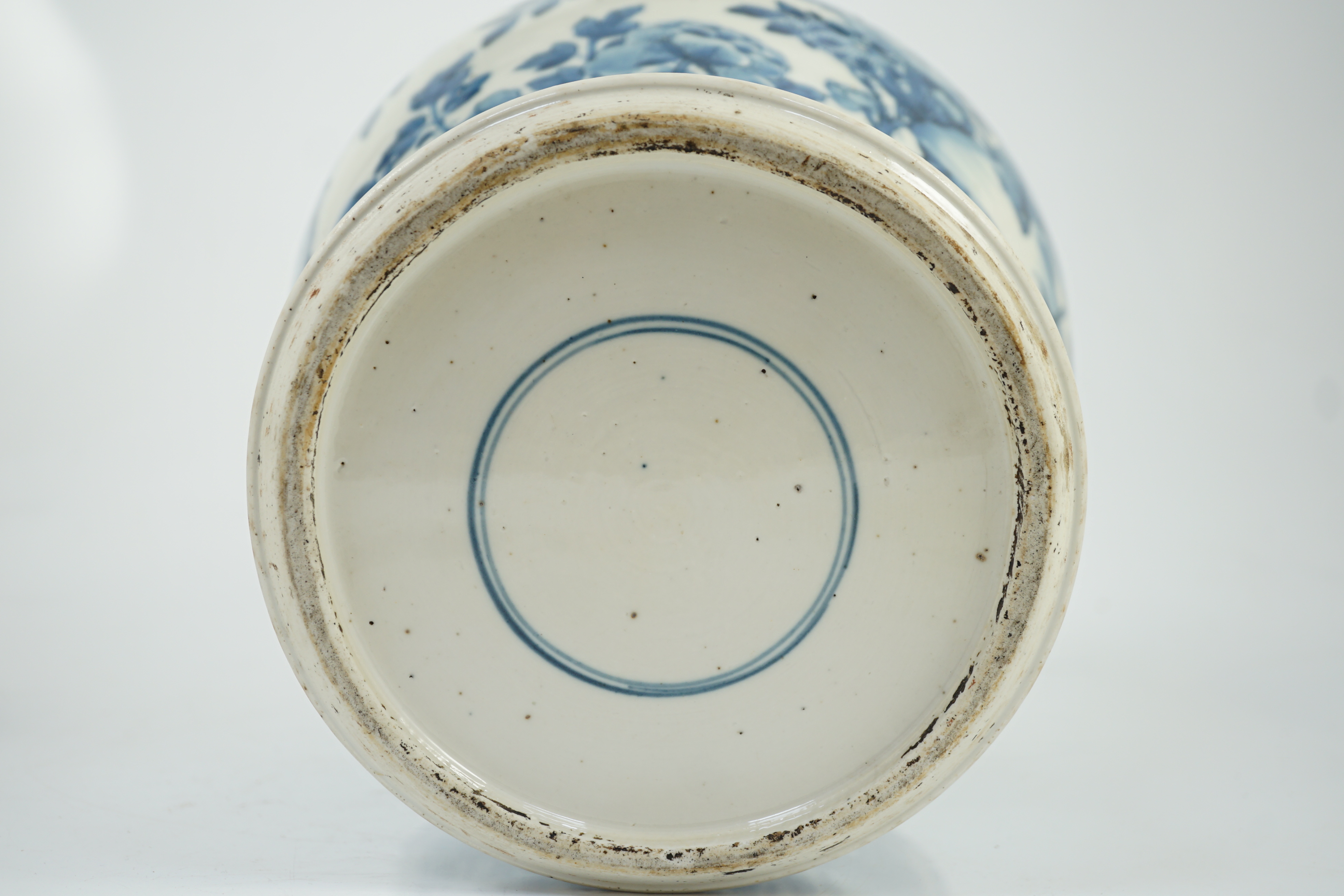 A Chinese blue and white ‘birds and blossom’ baluster vase, Kangxi period